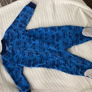 Carter's Blue Truck Fleece Pajama PJs Footie Sleeper Toddler Boy 12M